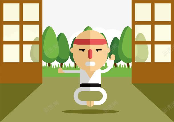 练功服的老爷爷png免抠素材_新图网 https://ixintu.com 卡通 树木 爷爷