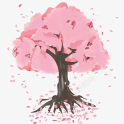 浪漫樱花树樱花飞舞怒放樱花粉红色素材