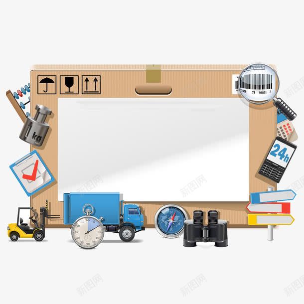 商务运输元素边框png免抠素材_新图网 https://ixintu.com 卡通 商务 运输元素