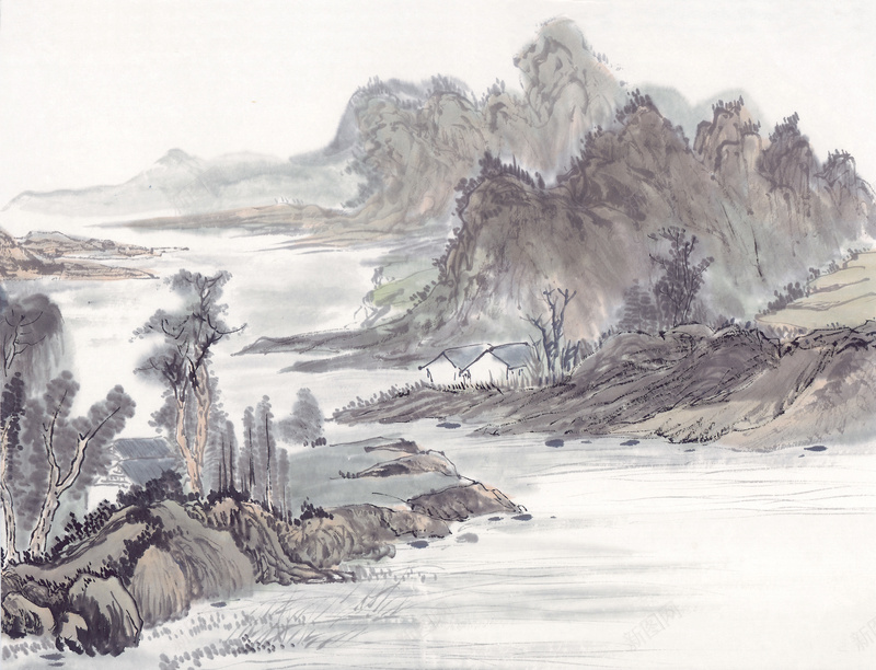 中国风古代画3jpg设计背景_新图网 https://ixintu.com 中国风 古代画 复古 手绘画