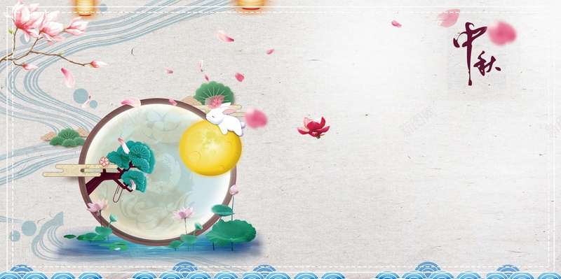 彩绘唯美花瓣松枝黄月中秋背景jpg设计背景_新图网 https://ixintu.com 中秋背景 唯美花瓣 彩绘 松枝 黄月