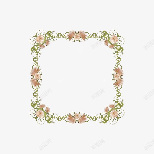 花卉方形边框png免抠素材_新图网 https://ixintu.com 玫瑰花边框 矢量边框 花卉 花卉边框 花纹边框