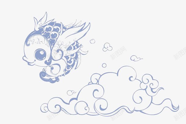 祥云鱼跃祥云png免抠素材_新图网 https://ixintu.com 云 云彩笔刷 祥云 跳跃 鱼
