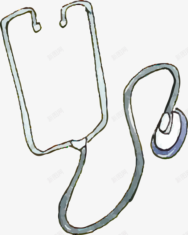 简约水彩手绘听诊器png免抠素材_新图网 https://ixintu.com 医疗用品 卡通 听诊器 手绘清新 水彩 矢量图案