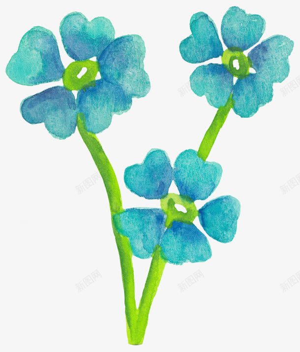 蓝色小花手绘小花朵png免抠素材_新图网 https://ixintu.com 手绘 花 蓝色