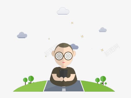 晕呀呀呀呀png免抠素材_新图网 https://ixintu.com 云 可爱 插画 男孩