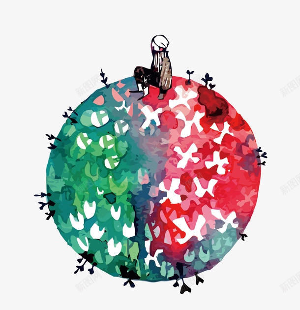 水彩圆形矢量图eps免抠素材_新图网 https://ixintu.com PNG PNG图片 PNG图片素材 PNG素材 PNG素材免费 PNG素材免费下载 圆形 水彩 红色 绿色 花朵 矢量图