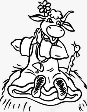 卡通手绘动物牛矢量图图标图标