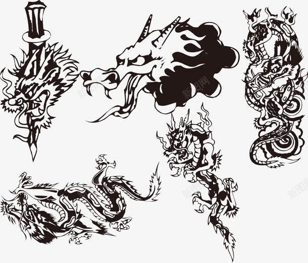 龙龙头黑色图腾矢量图ai免抠素材_新图网 https://ixintu.com 图腾 黑色 龙头 矢量图