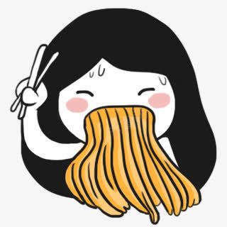 吃面的女孩卡通png免抠素材_新图网 https://ixintu.com 卡通 女孩 面的