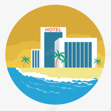 假日海景酒店标图矢量图图标图标