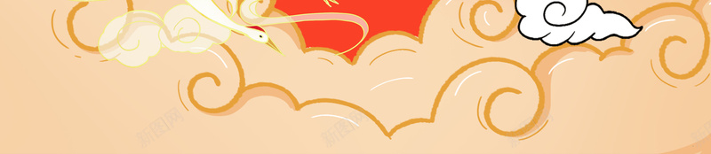 仙鹤奔晚月唯美手绘psd设计背景_新图网 https://ixintu.com 云朵 孔明灯 建筑 手绘 祥云 落日