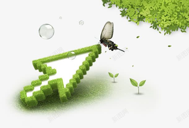 创意箭头png免抠素材_新图网 https://ixintu.com 卡通箭头 植物 气泡 箭头 绿植