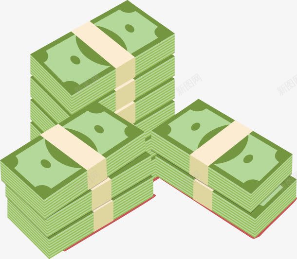 手绘好三捆钞票png免抠素材_新图网 https://ixintu.com 卡通 手绘 钞票