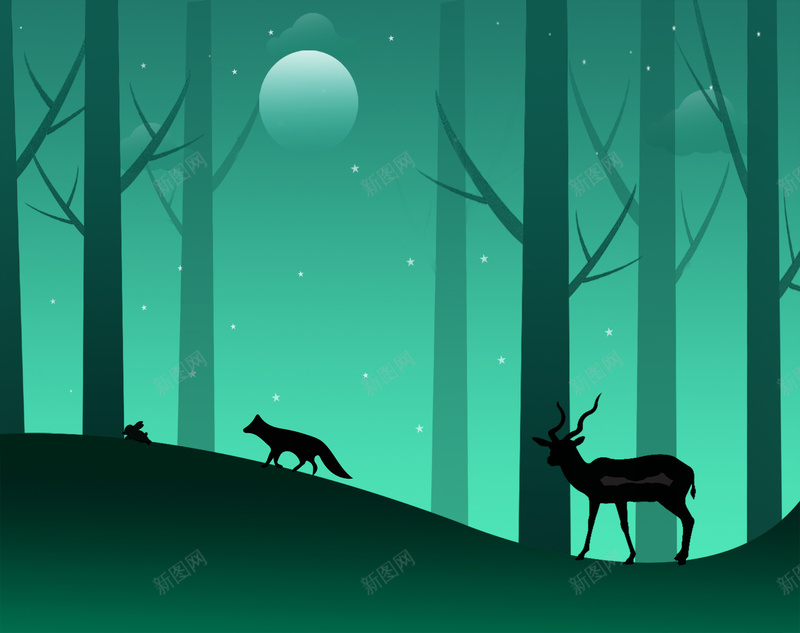 夜晚背景星空图psd设计背景_新图网 https://ixintu.com 夜晚 树木 绿色 背景图