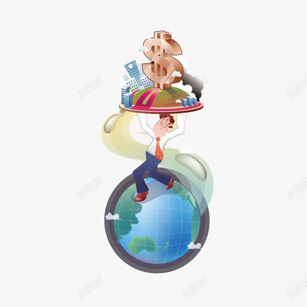创意商业理财png免抠素材_新图网 https://ixintu.com 人 商业理财 地球 扁平化 理财 金融