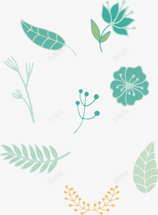 树叶插画元素矢量图ai免抠素材_新图网 https://ixintu.com 树叶 环保 生机 绿色 花朵 矢量图