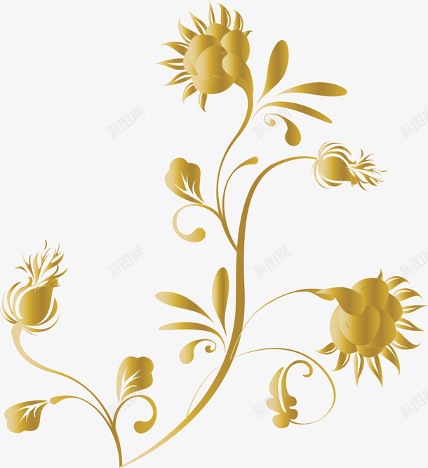 植物纸花矢量图ai免抠素材_新图网 https://ixintu.com 立体纸花 纸花 纸花纹 纸花边 花朵 金色 金色纸花 矢量图