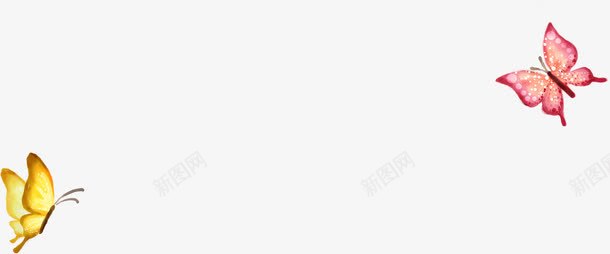 手绘粉黄色卡通蝴蝶png免抠素材_新图网 https://ixintu.com 卡通 粉黄 蝴蝶