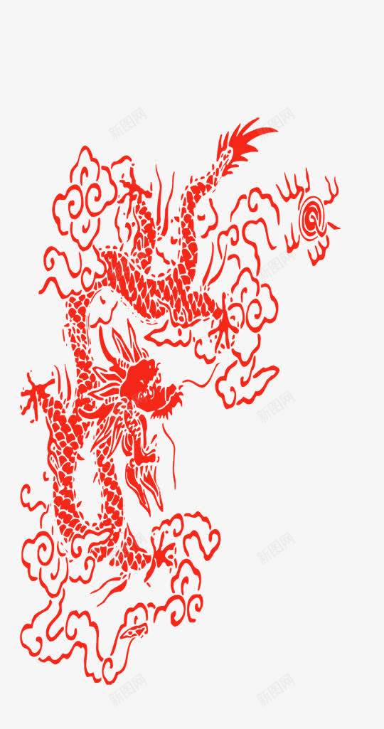 红色剪纸png免抠素材_新图网 https://ixintu.com 中国风 中国龙 剪纸 红色 龙