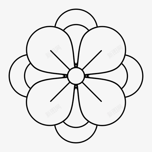 银莲花春花春天的季节细虚线图标svg_新图网 https://ixintu.com 季节 春天 春花 莲花 虚线