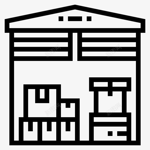 仓库箱子建筑物图标svg_新图网 https://ixintu.com 仓库 建筑物 物流 箱子