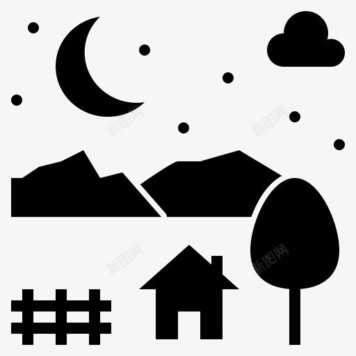 夜乡村黑暗图标svg_新图网 https://ixintu.com 不眠夜雕文 乡村 夜 月亮 黑暗