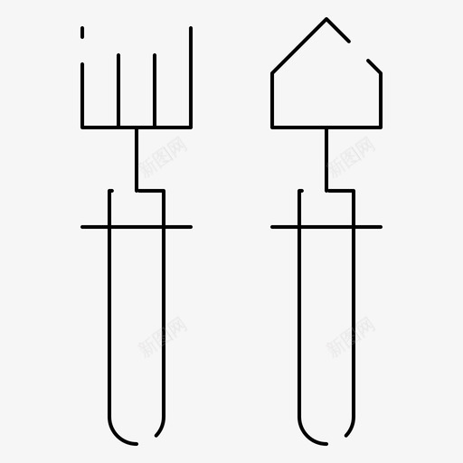 花园园丁耙子图标svg_新图网 https://ixintu.com 园丁 季节 工具 春天 细线 耙子 花园 铲子