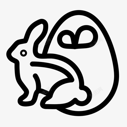 鸡蛋兔子复活节图标svg_新图网 https://ixintu.com 伊斯特 兔子 堡线 复活节 鸡蛋