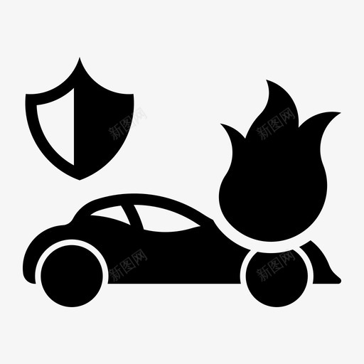 汽车火灾保险烧伤损害图标svg_新图网 https://ixintu.com 危险 损害 汽车火灾保险 烧伤