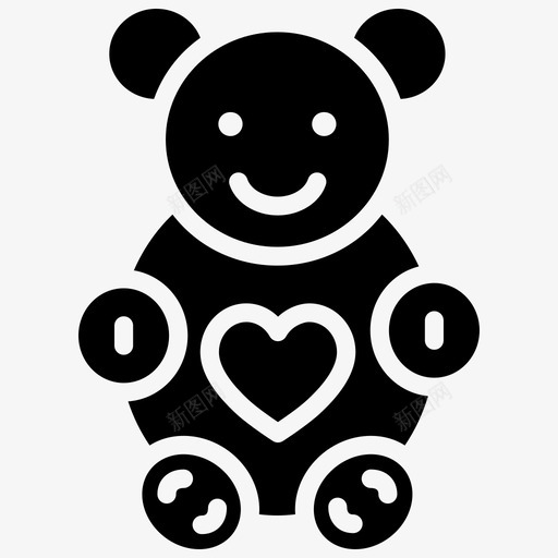 泰迪熊庆祝洋娃娃图标svg_新图网 https://ixintu.com 填充 庆祝 情人节 泰迪 洋娃娃 礼物 黑色