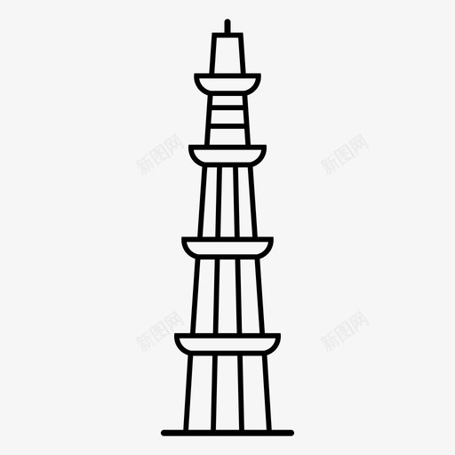 库图特尖塔古塔古建筑图标svg_新图网 https://ixintu.com 亚洲 印度 古塔 古建筑 地标 尖塔 库图 新德里 著名