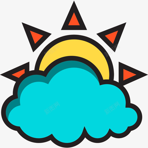多云146号天气线形颜色图标svg_新图网 https://ixintu.com 146号天气 多云 线形颜色