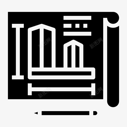 建筑草图图标svg_新图网 https://ixintu.com 大学 实体 建筑 素描 草图 设计