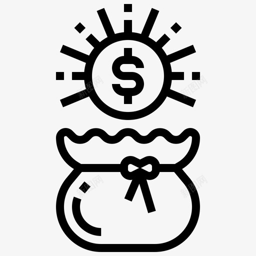 钱袋预算硬币图标svg_新图网 https://ixintu.com 中世纪 宝藏 硬币 钱袋 预算