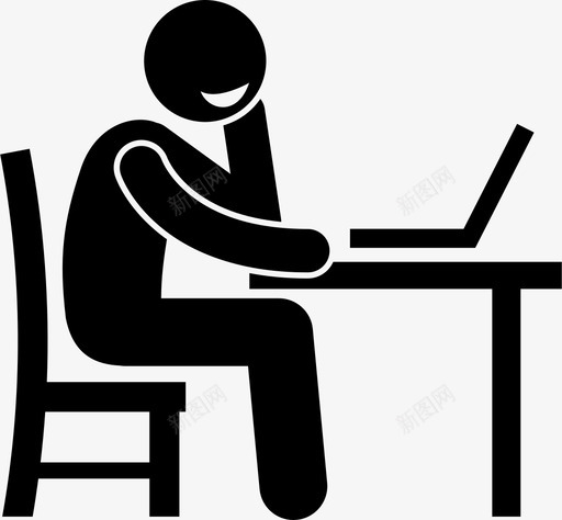 用电脑笔记本男人图标svg_新图网 https://ixintu.com 工作 快乐的人 满足 用电脑 男人 笔记本
