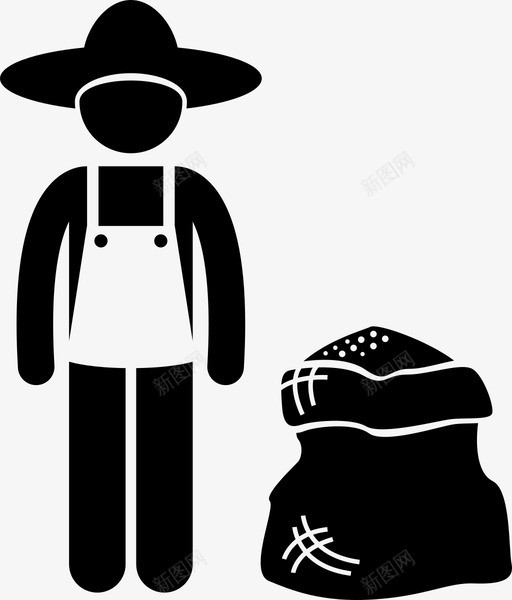 农民和小麦农业粮食图标svg_新图网 https://ixintu.com 农业 农民农业种植业 农民和小麦 收获 粮食 麻袋