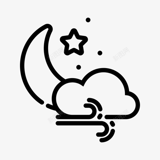 多风的夜晚云阵风图标svg_新图网 https://ixintu.com 多风 夜晚 天气 阵风