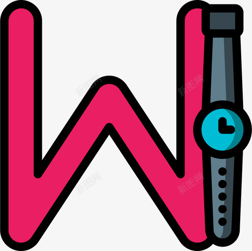 字母W语音5线颜色图标svg_新图网 https://ixintu.com 字母 语音 颜色