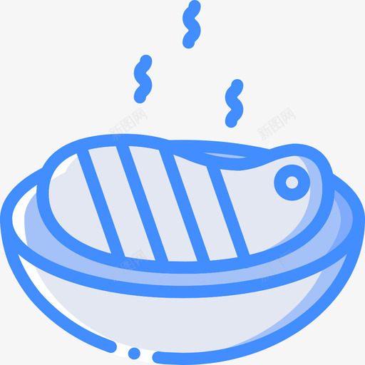 肉烤肉5蓝色图标svg_新图网 https://ixintu.com 烤肉 蓝色