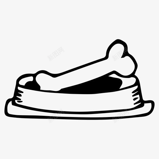 狗碗骨头宠物图标svg_新图网 https://ixintu.com 宠物 狗碗 素描 骨头