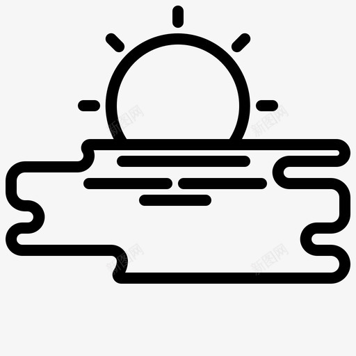 日出海滩早晨图标svg_新图网 https://ixintu.com 天气 日出 早晨 海滩