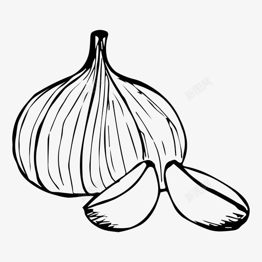 大蒜素描香料图标svg_新图网 https://ixintu.com 大蒜 素描 蔬菜 香料