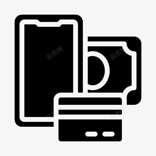 移动支付银行商业图标svg_新图网 https://ixintu.com 商业 移动支付 货币 货币字形 金融 银行