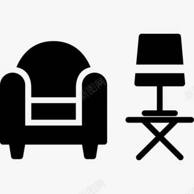 扶手椅和灯沙发灯图标图标