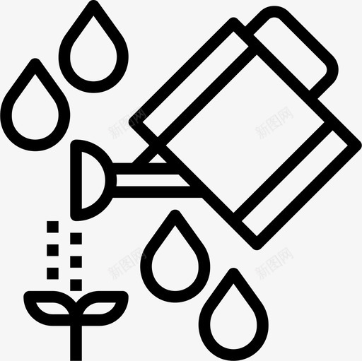 水壶园艺工具线状图标svg_新图网 https://ixintu.com 园艺 工具 水壶 线状