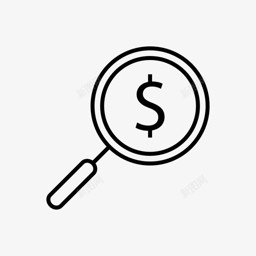美元研究银行商业图标svg_新图网 https://ixintu.com 商业 商业金融系列1 放大镜 美元研究 货币 银行