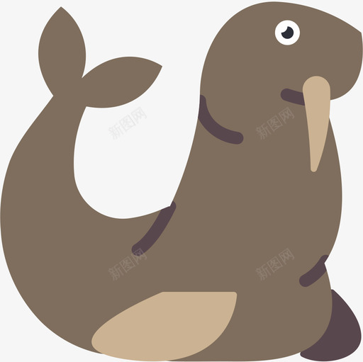 海象海洋生物27扁平图标svg_新图网 https://ixintu.com 扁平 海洋生物 海象