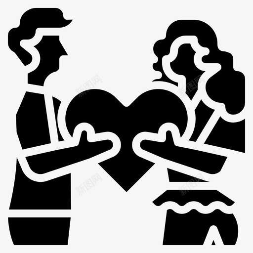 拥抱情侣心图标svg_新图网 https://ixintu.com 婚礼爱情故事固体图标 心 情人节 情侣 拥抱 爱