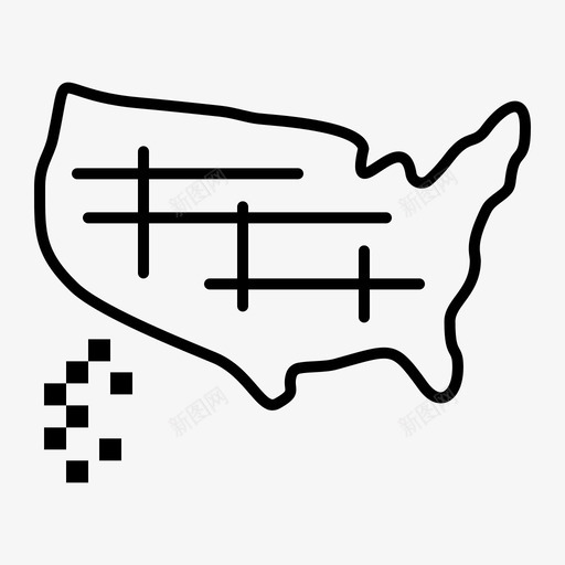 地图美国使用普通线图标svg_新图网 https://ixintu.com 使用 地图 普通 美国